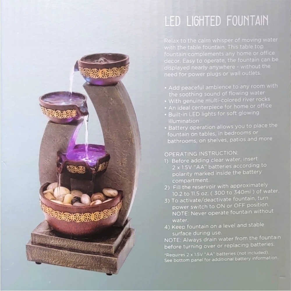 Led Lighted Fountain- 4 Bowl Cascading Waterfall